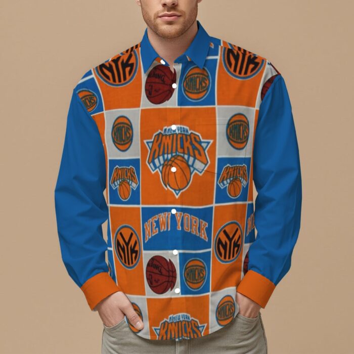 New York Knicks Men's Slim Fit Long Sleeve Shirt - Image 1