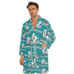 Miami Dolphins Zubaz All-Over Print Men's Borg Fleece Robe - Image 5