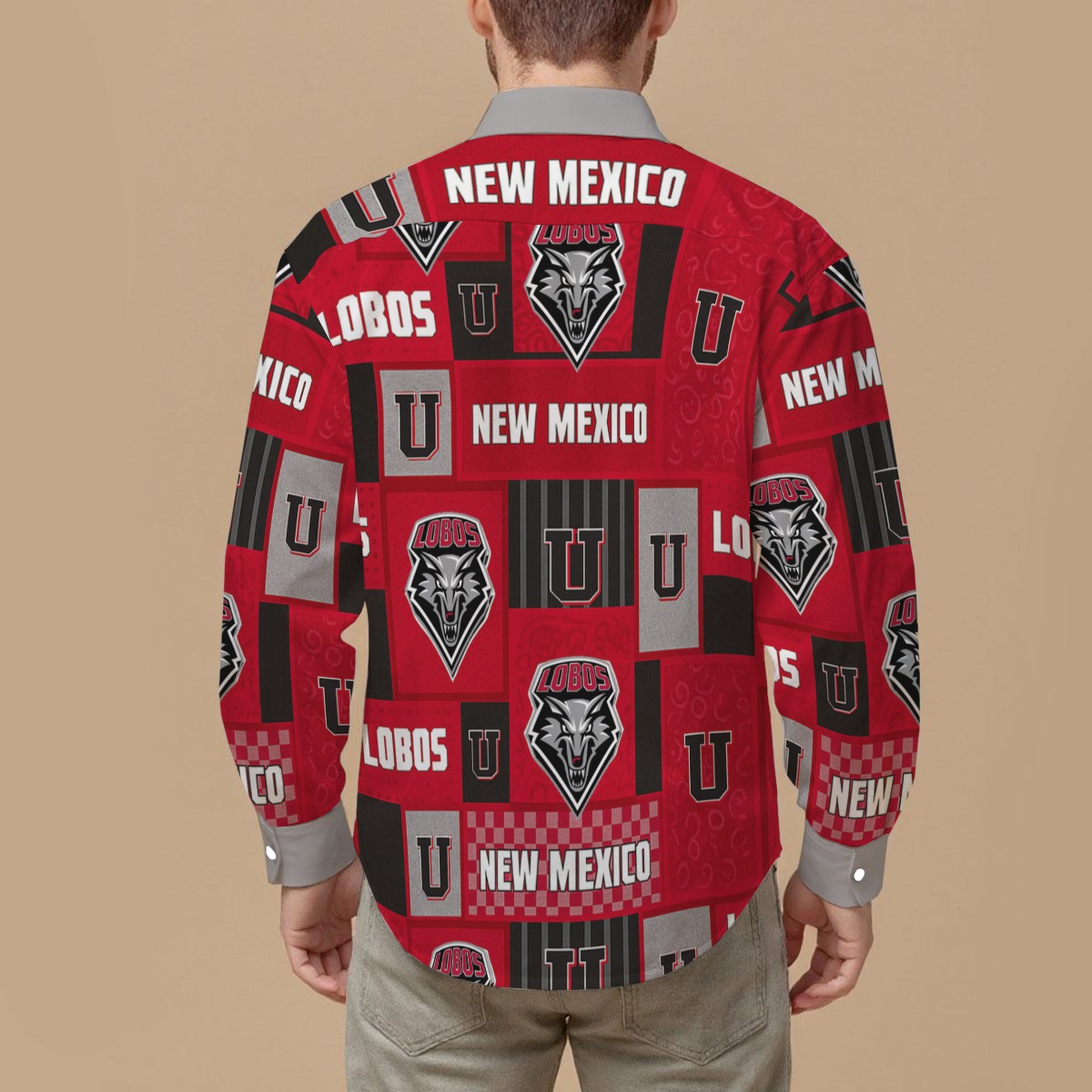 New Mexico - Lobos Men's Slim Fit Long Sleeve Shirt - Image 2