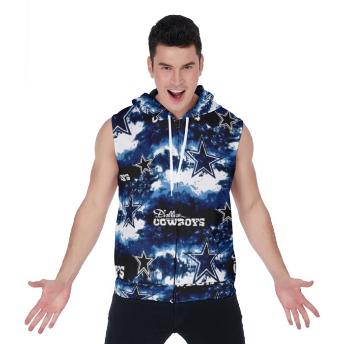 Dallas Cowboys Zubaz All-Over Print Men's Zipper-Up Sleeveless Hoodie - Image 4