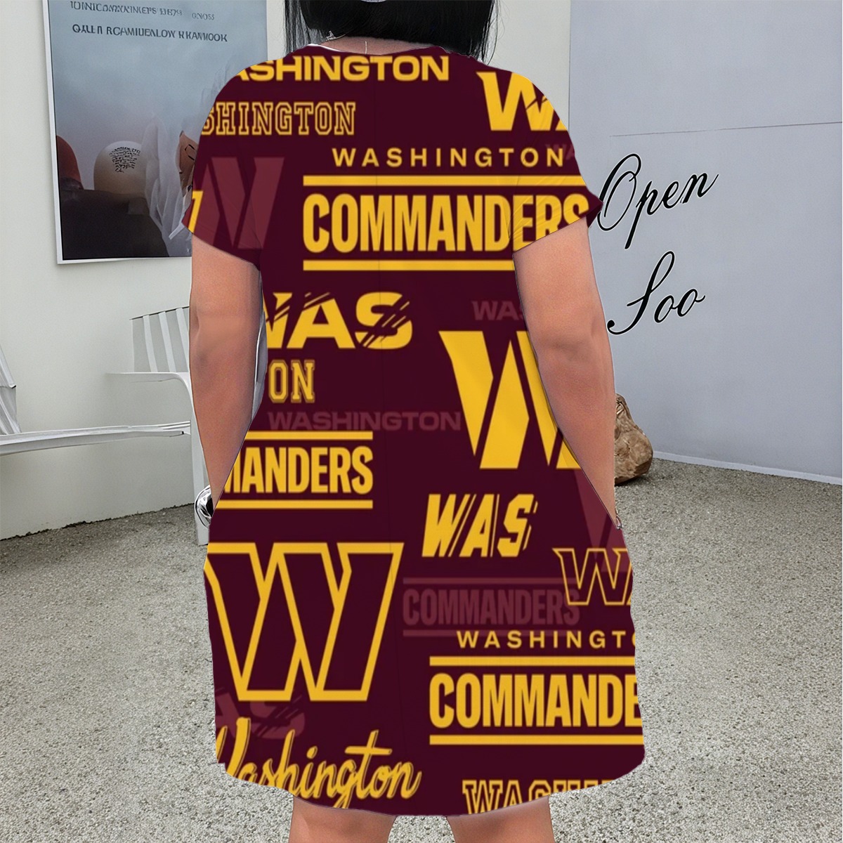 Washington Commanders Women'S V Neck Short Sleeve Dress|Plus Size - Image 3