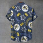 Seattle Mariners Men's Stand Collar Shirt|110GSM Imitation Flax - Image 2