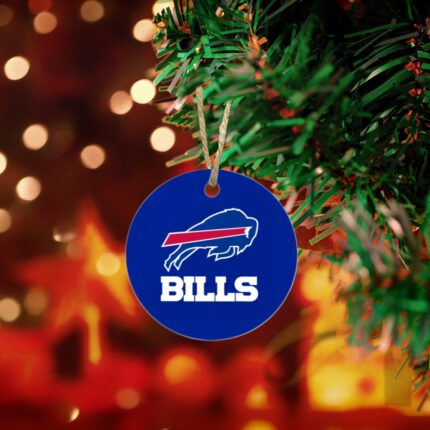 Buffalo Bills Zubaz Round Christmas Ceramic Decoration Ornaments