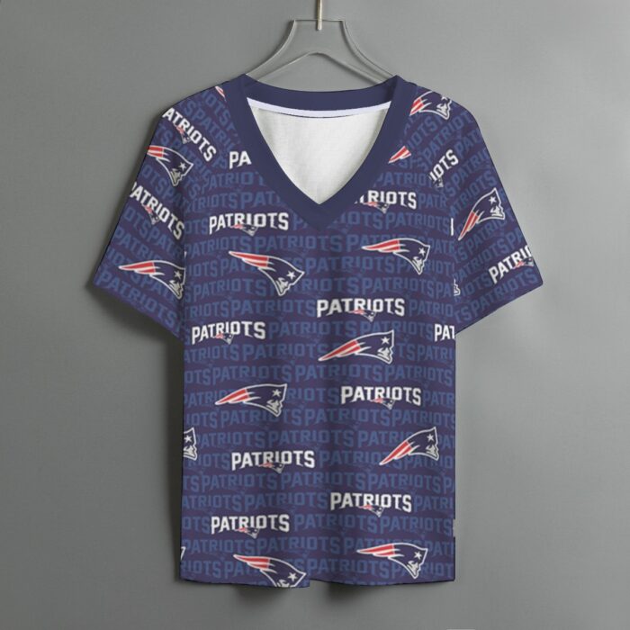 New England Patriots Zubaz All-Over Print Women's V-neck T-shirt With Short Sleeve - Image 4