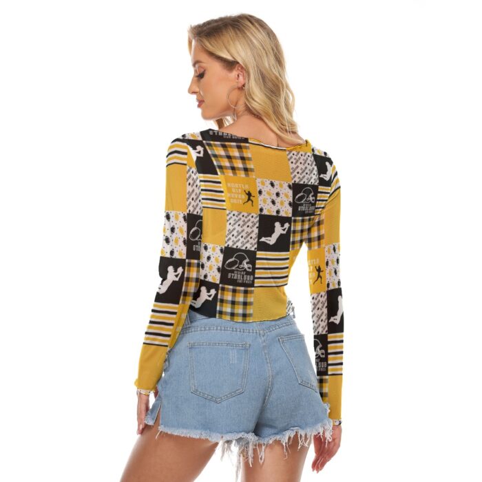Pittsburgh Steelers Zubaz All-Over Print Women's Mesh Long Sleeves T-shirt - Image 5