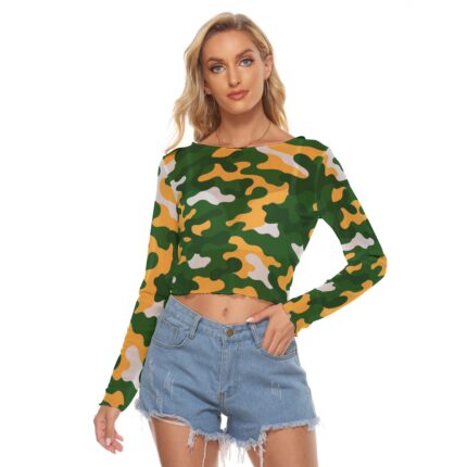 Green Bay Packers All-Over Print Women's Mesh Long Sleeves T-shirt
