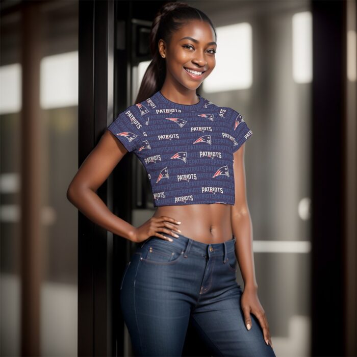 New England Patriots Zubaz All-Over Print Women's Raglan Cropped T-shirt - Image 4