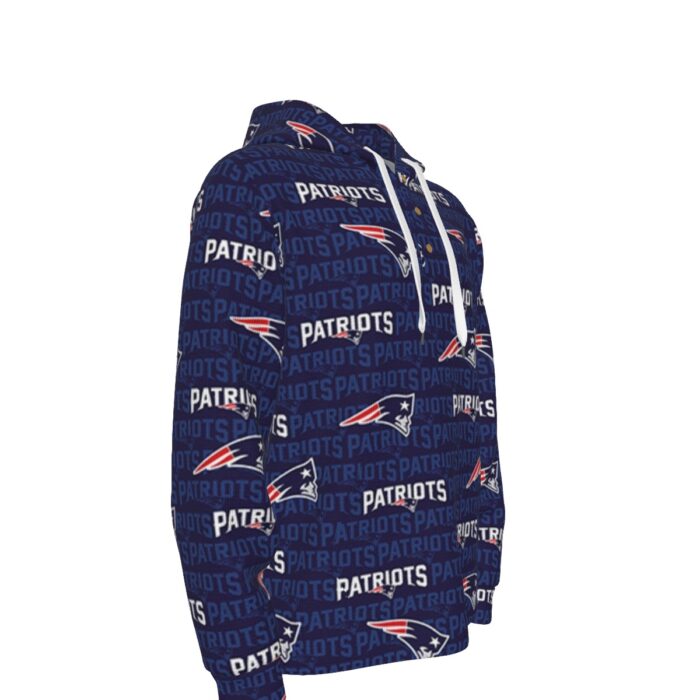 New England Patriots All-Over Print Men's Half  Button Hoodie - Image 1