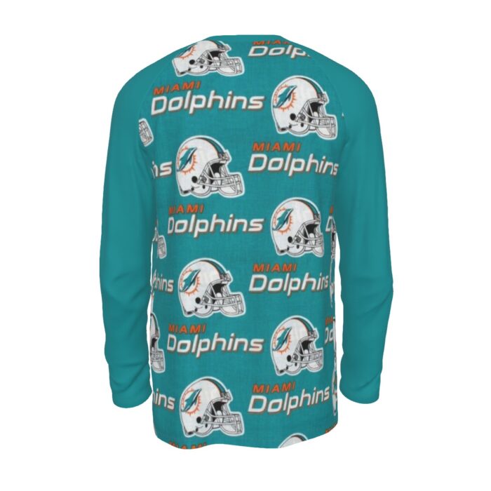 Miami Dolphins Zubaz All-Over Print Men's Raglan Long Sleeve T-shirt  | 190GSM Cotton - Image 1