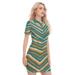 Miami Dolphins Zubaz All-Over Print Women's Polo Collar Dress - Image 4