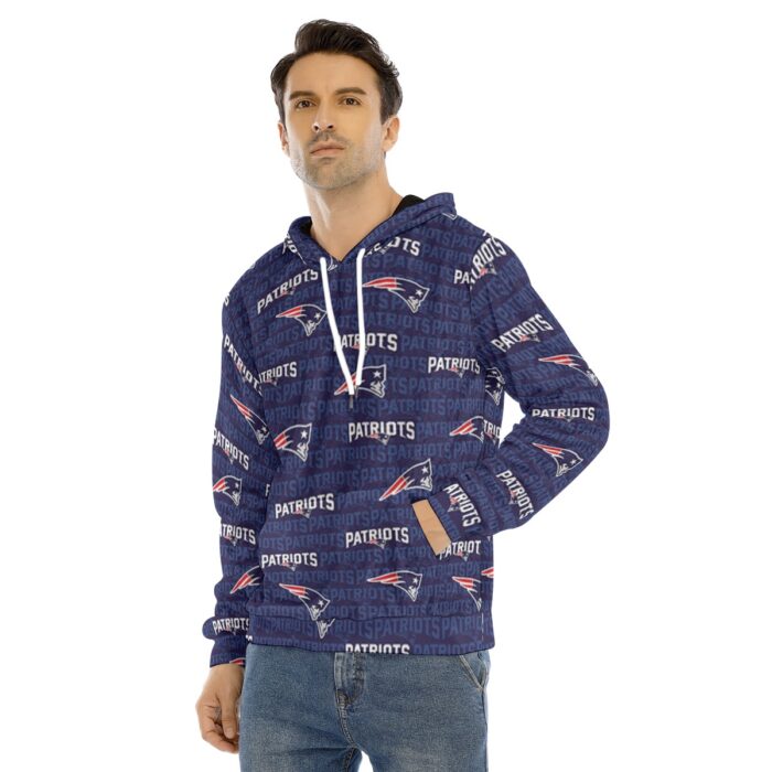 New England Patriots All-Over Print Men's Pullover Hoodie | Velvet - Image 2