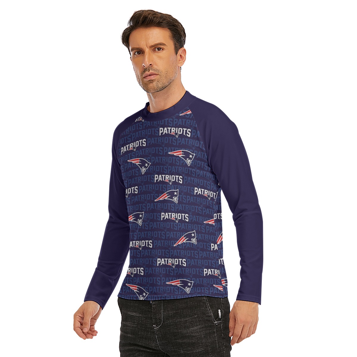 New England Patriots All-Over Print Men's Long Sleeve Tight surf clothing - Image 6
