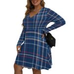 New England Patriots Zubaz All-Over Print Women's V-neck Long Sleeve Dress(Plus Size) - Image 2