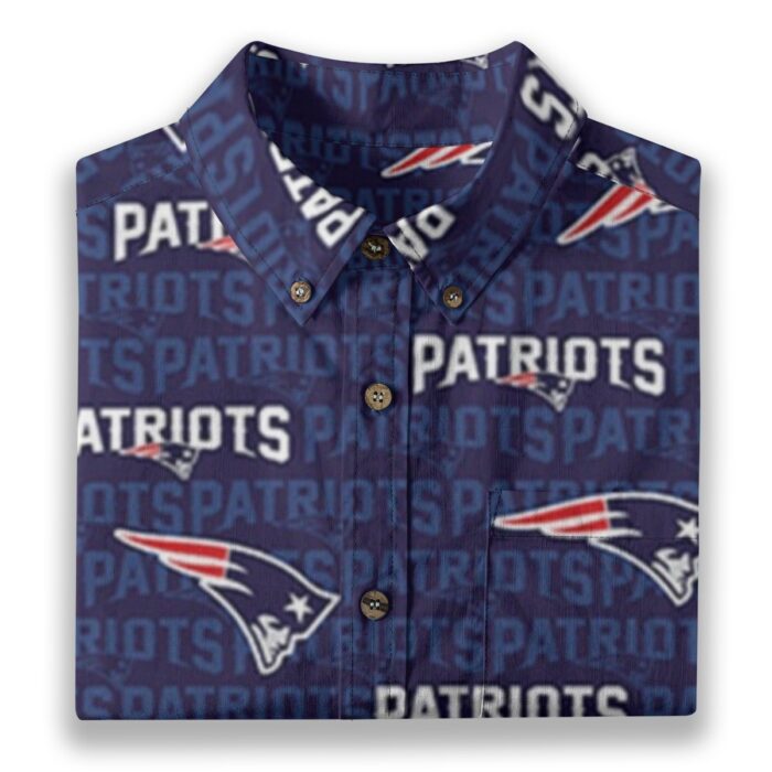 New England Patriots All-Over Print Men's Breathable Cotton Shirt|125GSM - Image 1