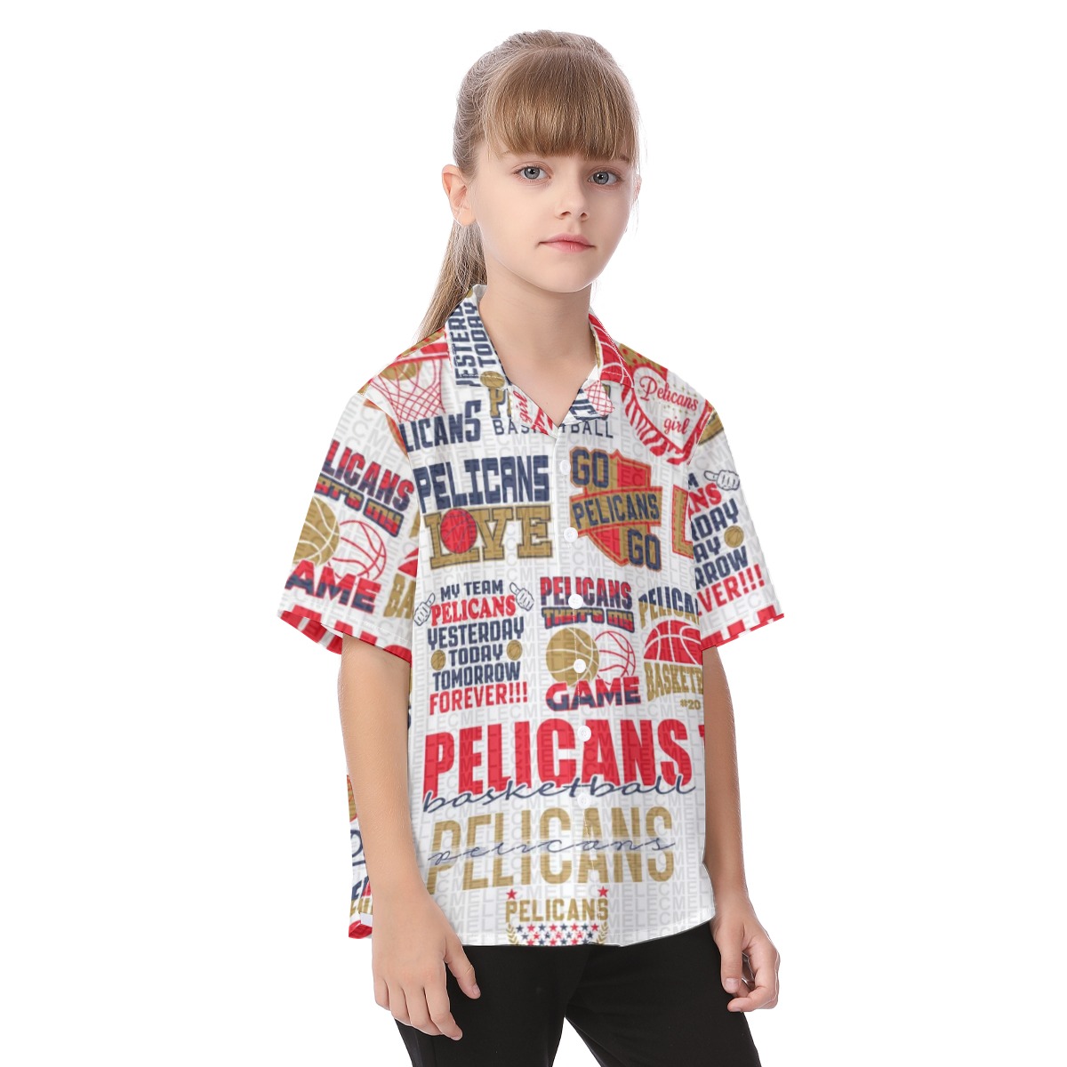 New Orleans Pelicans Kid's Hawaiian Vacation Shirt - Image 2