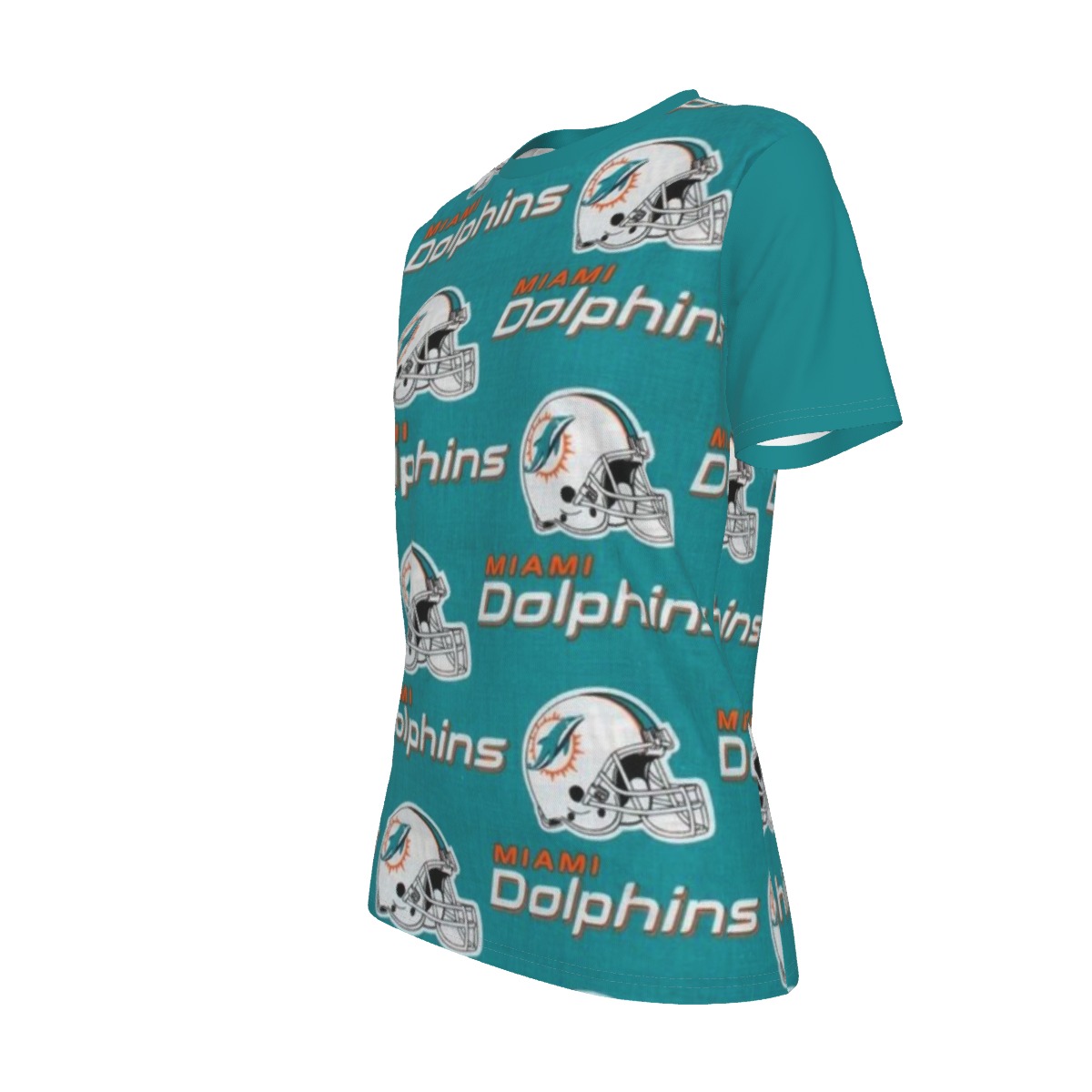 Miami Dolphins Zubaz All-Over Print Women's O-Neck T-Shirt|180 GSM Jersey - Image 4