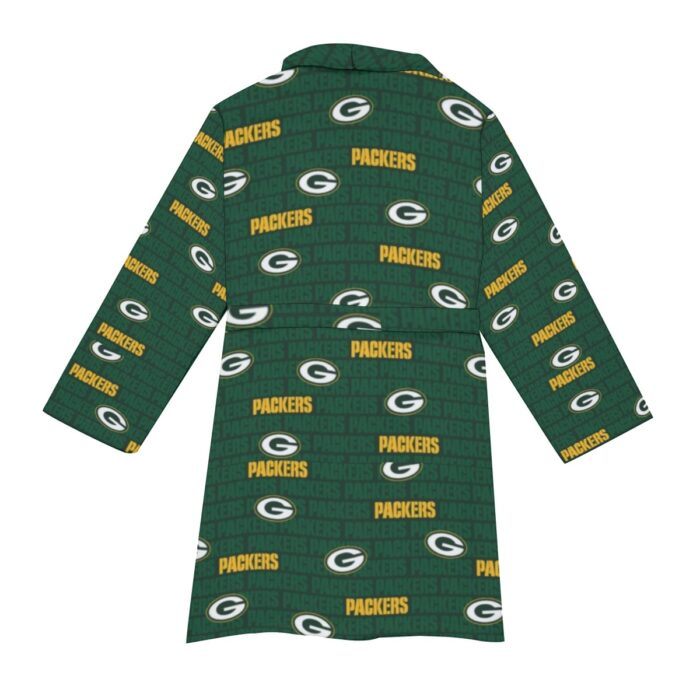 Green Bay Packers All-Over Print Men's Borg Fleece Robe - Image 1