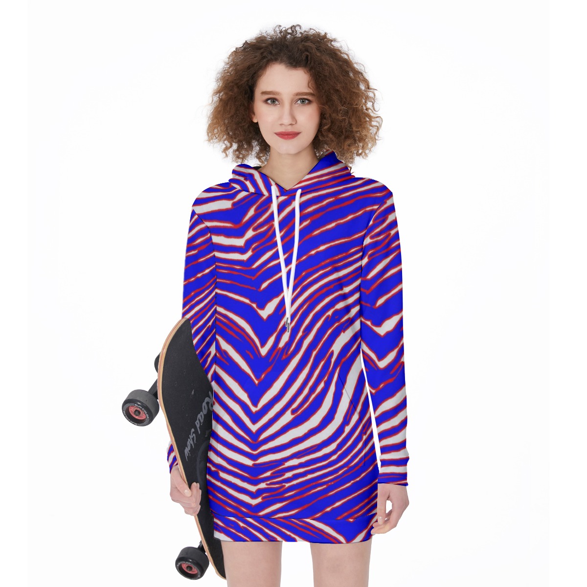 Buffalo Bills Zubaz All-Over Print Women's Long Hoodie - Image 4