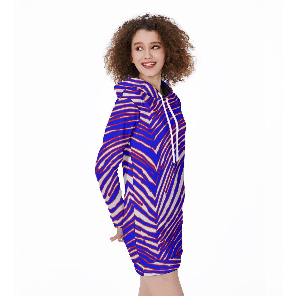 Buffalo Bills Zubaz All-Over Print Women's Long Hoodie - Image 2