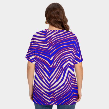 Buffalo Bills Zubaz All-Over Print Women's Drop-shoulder Short Sleeve T-shirt With Sleeve Loops(Plus Size)