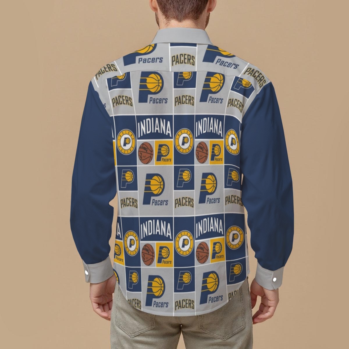 Indiana Pacers Men's Slim Fit Long Sleeve Shirt - Image 2