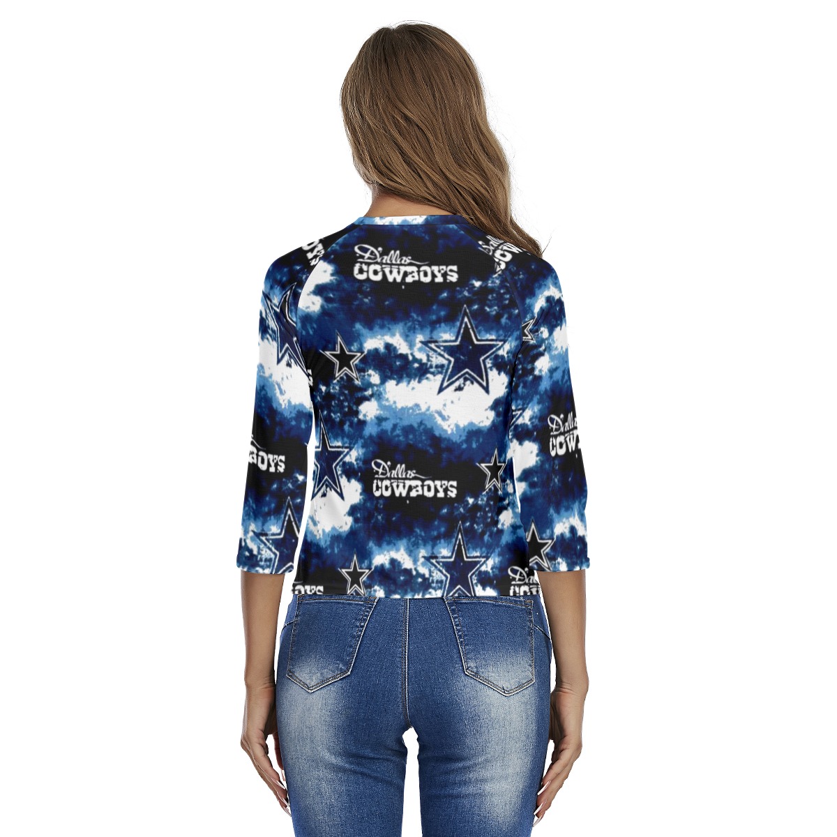 Dallas Cowboys Zubaz All-Over Print Women's Raglan Sleeves T-shirts - Image 2