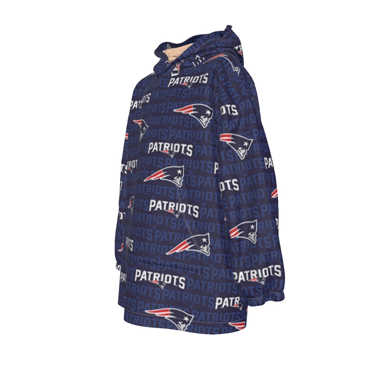 New England Patriots All-Over Print Kid's Sherpa Fleece Hoodie Blanket - Image 2