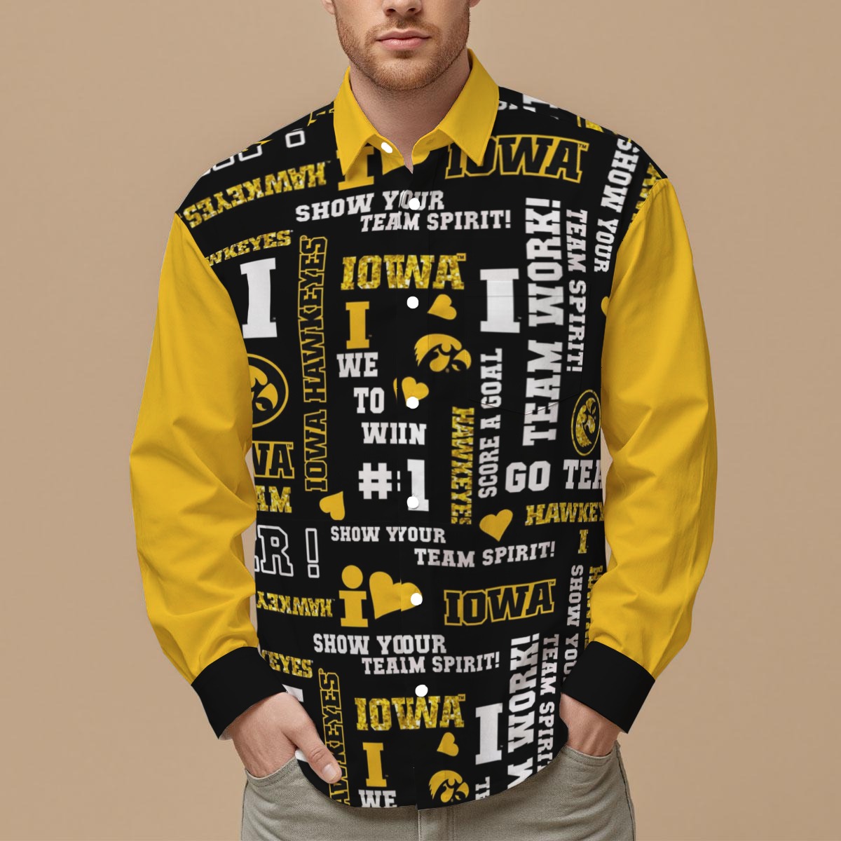 Iowa - Hawkeyes Men's Slim Fit Long Sleeve Shirt