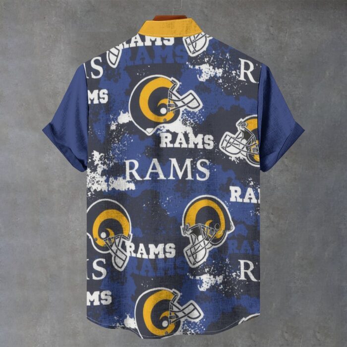 Los Angeles Rams  Men's Stand Collar Shirt|110GSM Imitation Flax - Image 2