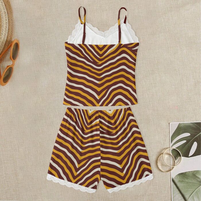 Washington Commanders Zubaz Women's Cami Home Suit With Lace Edge - Image 2