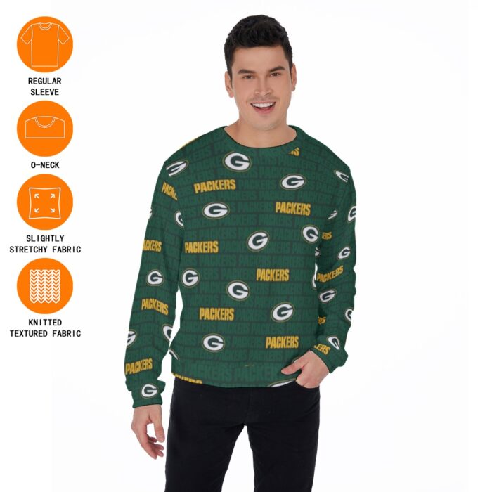 Green Bay Packers All-Over Print Men's Thicken Sweater - Image 1