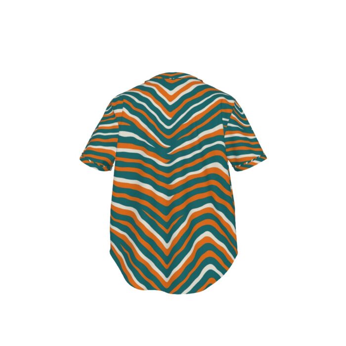 Miami Dolphins Zubaz All-Over Print Men's Short Sleeve Baseball Jersey With Pinstripes - Image 2