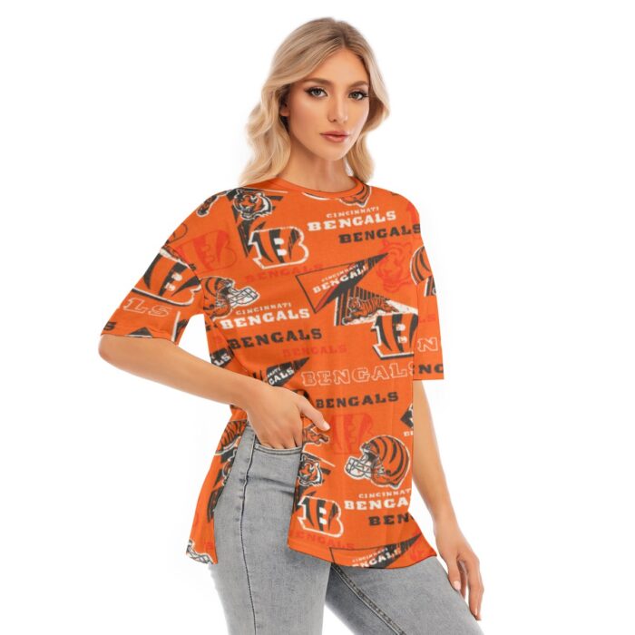 Cincinnati Bengals  Women's Short Sleeves T-shirt With Hem Split - Image 2
