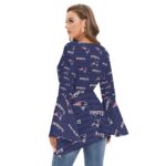New England Patriots Zubaz All-Over Print Women's V-neck Blouse With Flared Sleeves - Image 2