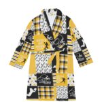 Pittsburgh Steelers All-Over Print Men's Borg Fleece Robe - Image 2
