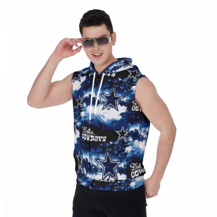 Dallas Cowboys Zubaz All-Over Print Men's Zipper-Up Sleeveless Hoodie - Image 2