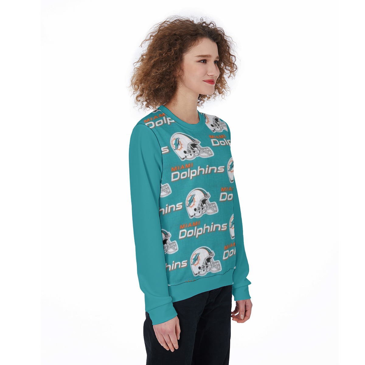 Miami Dolphins Zubaz All-Over Print Women's Loose Sweatshirt