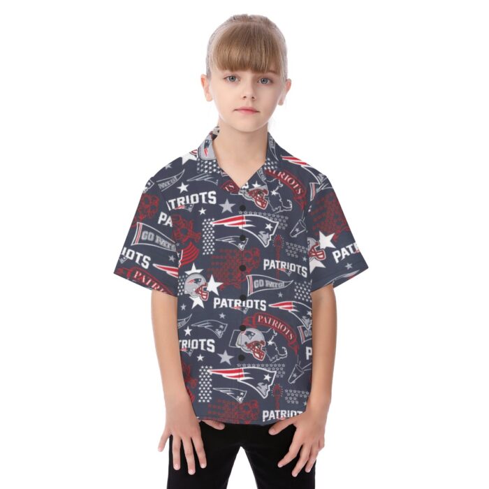 New England Patriots Kid's Hawaiian Vacation Shirt - Image 1