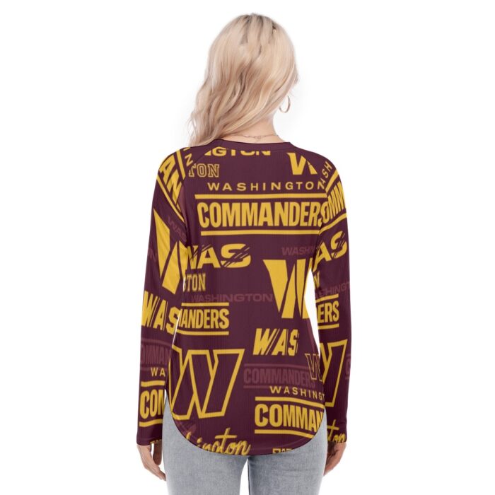 Washington Commanders Women's Raglan Sleeves U-Shaped Hem Long Sleeves Blouse - Image 4