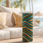 Miami Dolphins Zubaz Skinny Tumbler Stainless Steel with Lids 20OZ - Image 4