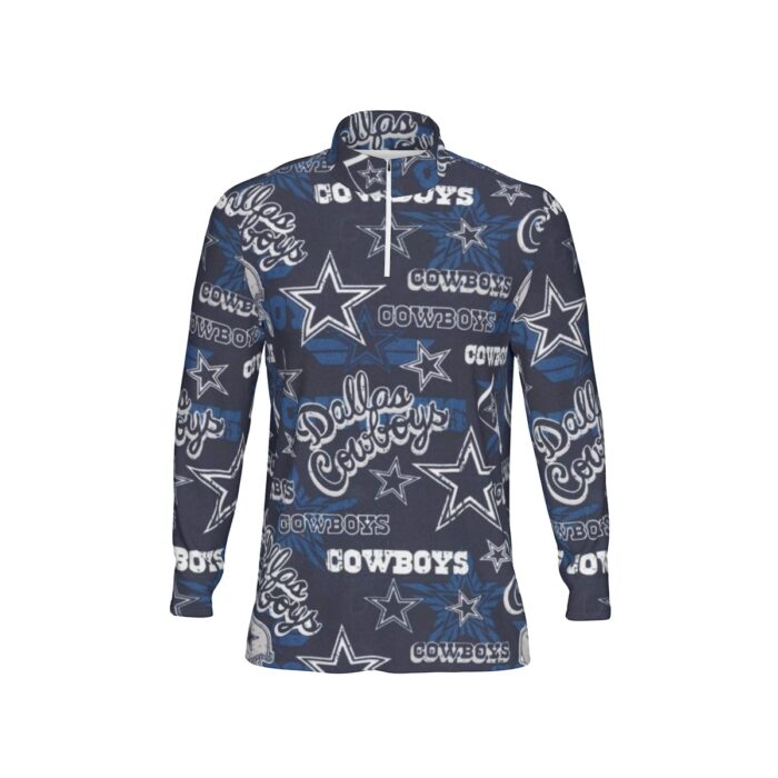Dallas Cowboys Zubaz All-Over Print Men's Sports Collar Jersey With Long Sleeve| Interlock - Image 7