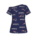 New England Patriots Zubaz All-Over Print Women's Off-Shoulder T-shirt - Image 4