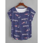 New England Patriots All-Over Print Women's Curved Hem T-shirt (Plus Size) - Image 3