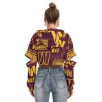 Washington Commanders Redskins Women's Heavy Fleece Hoodie With Hollow Out Sleeve - Image 4