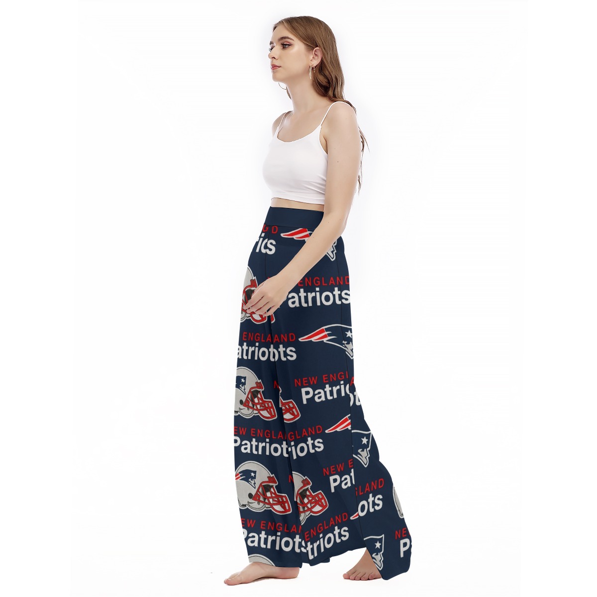 New England Patriots Zubaz All-Over Print Women's High Waist Wide Leg Trousers - Image 3