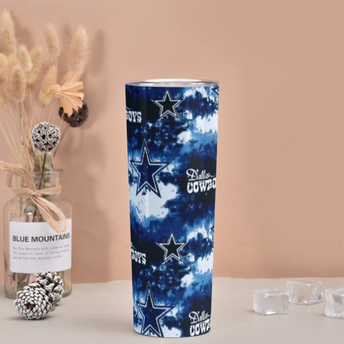 Dallas Cowboys Zubaz Skinny Tumbler Stainless Steel with Lids 30OZ - Image 2