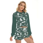Michigan State  - Spartans Women's Short Sweatshirt And Pants Suit - Image 3