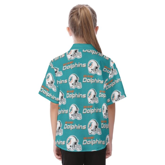 Miami Dolphins Zubaz All-Over Print Kid's Hawaiian Vacation Shirt - Image 4