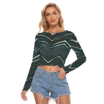 Philadelphia Eagles Zubaz All-Over Print Women's Mesh Long Sleeves T-shirt