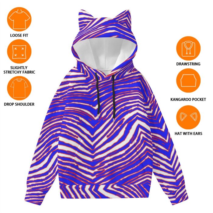 Buffalo Bills Zubaz All-Over Print Women’s Hoodie With Decorative Ears - Image 1